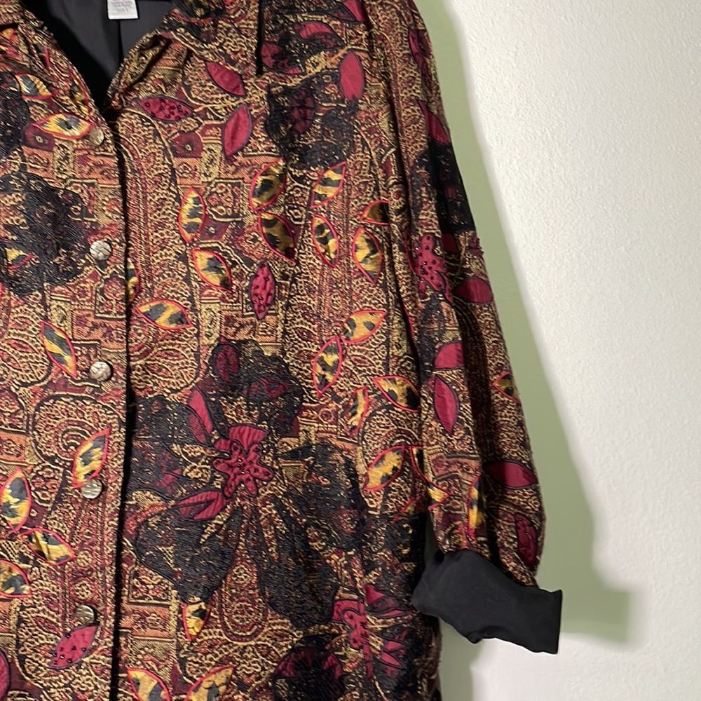 Chicos Jacket Red Floral Embroidered - Picture 4 of 7